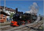 50 Jahre Blonay - Chamby; Mega Steam Festival: Die SEG G 2x 2/2 105 (1918) und die CP E 164 (1905) verlassen Blonay in Richtung Chamby.