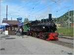 Die nun schon 102 Jahre alte G 2x 2/2 105 der Blonay-Chamby Bahn wartet in Blonay auf die Abfahrt nach Chaulin.