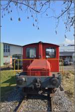 Spitzmaus auf Reisen. 

Schienentraktor Tm<sup>I</sup> Nr. 477 auf verlässt sein vorübergehendes Zuhause in Frauenfeld, um in Sargans ein neues Einsatzfeld zu finden. Um den Erhalt kümmert sich IG Schiene Schweiz. Februar 2014.