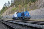 Die SCHEUCHZER Diesellok Am 847 101-3 (CH-SCHEU 92 85 88 47 101-3)  Le Bison  steht in Vallorbe. 

15. August 2022