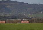 Re 4/4 11313 bei Deitingen. Dezember 2023.