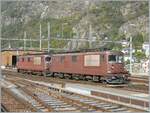 BLS Re 4/4 166 - 173, ab 1970; die BLS Re 4/4 172  Egggerber  und eine weitere sind in Brig unterwegs. 

12. Okt. 2007