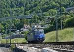 Die WRS Re 430 112 als Lokfahrt unterwegs in Richtung Wallis kurz vor Villeneuve.