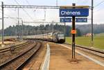 Die Eule kommt! Lok 460 105 in Chénens, 30.Januar 2018 