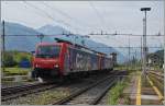 Die SBB Re 474 017 und 003 rangieren in Domodossola.
13. Mai 2015