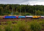 In Doppeltraktion fahren die beiden an die SBB Cargo International AG vermieteten Re 482 011-4 „ChemOil“ (91 85 4482 011-4 CH-SBBC) und die Re 482 020-5 „Europa“ mit Werbung #Borderless Swiss Quality (91 85 4482 020-5 CH-SBB), ...