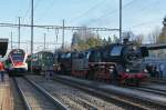Grosser Bahnhof Wohlen: Die Ankunft des Dampfzuges mit drei Dampflokomotiven vermochte eine sehr grosse interessierte Zuschauermenge zu mobilisieren.
