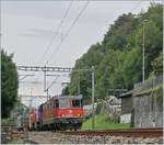 Hinter dem Château de Chillion (welches hier nicht zu sehen ist) verläuft die Simplonstrecke von Lausanne nach Brig.