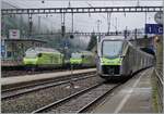In Goppenstein erreicht der BLS RABe 528 126 als RE nach Bern den Bahnhof, während im Hintergrund die BLS Re 465 002 und 465 015 mit ihren Autotunnelzügen im Einsatz stehen. 

12. Sept. 2024