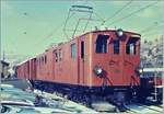 An einem Januartag des Jahres 1986 stand die RhB Ge 4/4 181 der Blonay Chamby Bahn in Blonay.