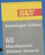 (230'242) - BLT-Haltestellenschild - Bottmingen, Schloss am 9.