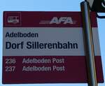 (229'411) - AFA-Haltestellenschild - Adelboden, Dorf Sillerenbahn - am 18.