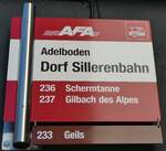 (229'412) - AFA/Portenier-Haltestellenschild - Adelboden, Dorf Sillerenbahn - am 18.