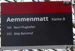 (272'509) - BERNMOBIL-Haltestellenschild - Belp, Aemmenmatt - am 1.