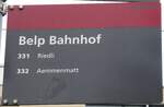 (272'528) - BERNMOBIL-Haltestellenschild - Belp, Bahnhof - am 1. Mrz 2025