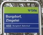 (246'717) - bls-Haltestellenschild - Burgdorf, Ziegelei - am 26.