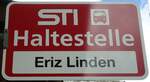 (133'863) - STI-Haltestellenschild - Eriz, Eriz Linden - am 28.
