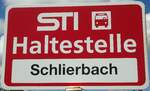 (113'876) - STI-Haltestellenschild - Fahrni, Schlierbach - am 28.