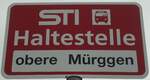 (136'620) - STI-Haltestellenschild - Fahrni, obere Mrggen - am 17. Oktober 2011