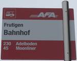 (198'080) - AFA-Haltestellenschild - Frutigen, Bahnhof - am 1.