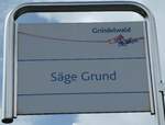 (248'820) - GrindelwaldBus-Haltestellenschild - Grindelwald, Sge Grund - am 18. April 2023