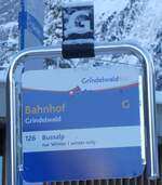 (270'323) - GrindelwaldBus-Haltestellenschild - Grindelwald, Bahnhof - am 29.