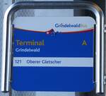 (271'288) - GrindelwaldBus-Haltestellenschild - Grindelwald, Terminal - am 18. Januar 2025