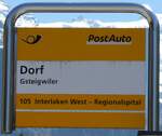 (286'344) - PostAuto-Haltestellenschild - Gsteigwiler, Dorf - am 24.