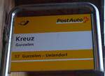 (168'133) - PostAuto-Haltestellenschild - Gurzelen, Kreuz - am 30.