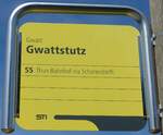 (153'960) - STI-Haltestellenschild - Gwatt, Gwattstutz - am 17.