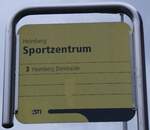 (263'650) - STI-Haltestellenschild - Heimberg, Sportzentrum - am 11.