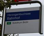 (268'858) - BSU-Haltestellenschild - Herzogenbuchsee, Bahnhof - am 31.