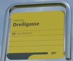 (153'714) - STI-Haltestellenschild - Homberg, Dreiligasse - am 10. August 2014
