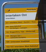 (225'848) - PostAuto-Haltestellenschild - Interlaken, Interlaken Ost - am 11.