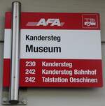 (281'951) - AFA-Haltestellenschild - Kandersteg, Museum - am 31.