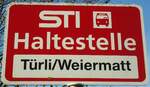(136'796) - STI-Haltestellenschild - Lngenbhl, Trli/Weiermatt - am 22.