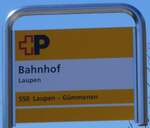 (273'855) - +P-Haltestellenschild - Laupen, Bahnhof - am 11.