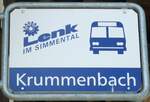 (128'051) - AFA-Haltestellenschild - Lenk, Krummenbach - am 25.