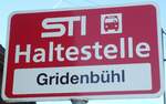 (136'786) - STI-Haltestellenschild - Linden, Gridenbhl - am 21.