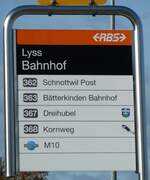 (229'977) - RBS-Haltestellenschild - Lyss, Bahnhof - am 31.