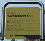 (244'026) - STI-Haltestellenschild - Oberhofen, Wichterheer Gut - am 19.