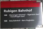 (272'507) - BERNMOBIL-Haltestellenschild - Rubigen, Bahnhof - am 1.