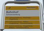 (164'674) - PostAuto-Haltestellenschild - Schwarzenburg, Bahnhof - am 13.