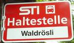 (128'765) - STI-Haltestellenschild - Schwendibach, Waldrsli - am 15.