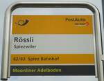 (138'425) - PostAuto-Haltestellenschild - Spiezwiler, Rssli - am 6.