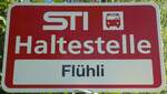 (133'917) - STI-Haltestellenschild - Steffisburg, Flhli - am 29.