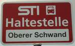 (133'311) - STI-Haltestellenschild - Thierachern, Oberer Schwand - am 16.