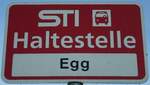 (136'793) - STI-Haltestellenschild - Thierachern, Egg - am 22. November 2011