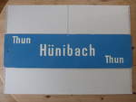 (220'156) - Alte Routentafel  Thun-H�nibach-Thun  vom STI-Trolleybus am 23.