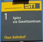 (129'294) - STI-Haltestellenschild - Thun, Bahnhof - am 4.